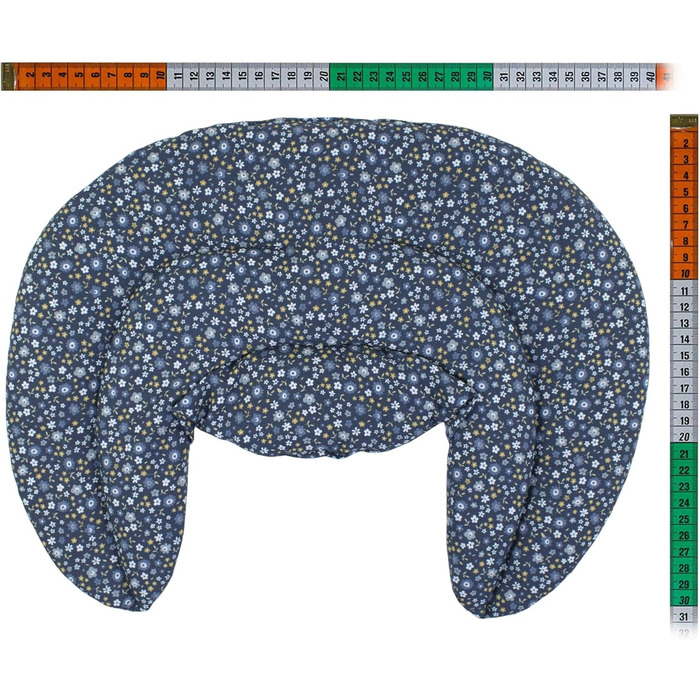 Подушка для шиї зі стійкою, органічна тканина, квітково-блакитний колір - подушка з вишневих кісточок Подушка для шиї, подушка з зерна, тепла подушка - Дуже затишна грілка для шиї