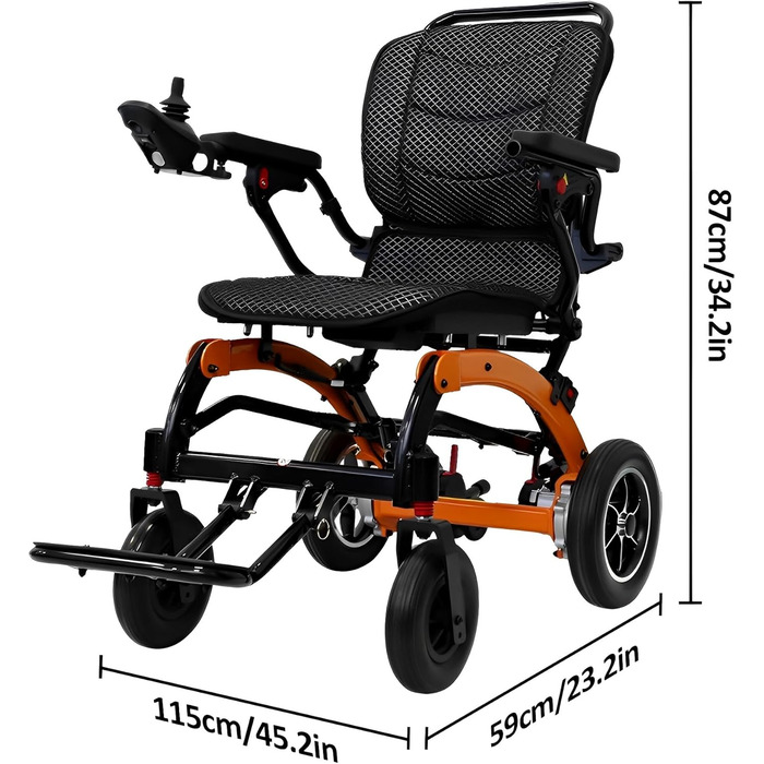 Надлегке портативне складне електричне інвалідне крісло для дорослих і людей похилого віку, двигун 500 Вт, моторизоване крісло для будь-якої місцевості, схвалено авіакомпаніями, регульована висота ніг