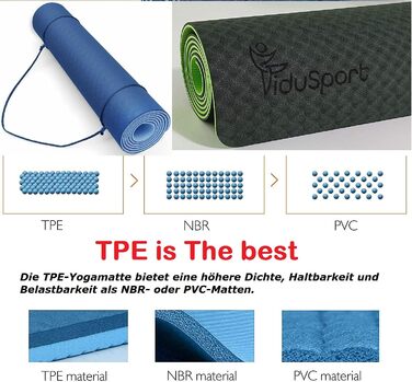 Тренажер Fidusport TPE Yoga Mat - Нековзний плечовий ремінь для фітнесу, пілатесу та гімнастики - Килимок для вправ з плечовим ременем і легкою конструкцією (світло-кораловий)