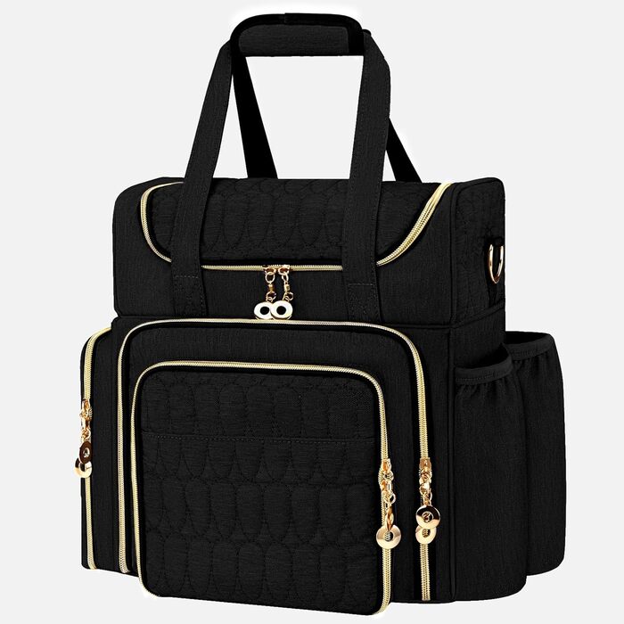 Мішечок для зберігання лаку для нігтів, двошаровий органайзер для 70 флаконів (до 15 мл), портативний мішечок для сушарок для нігтів, ламп для нігтів та аксесуарів для лаків - чорний