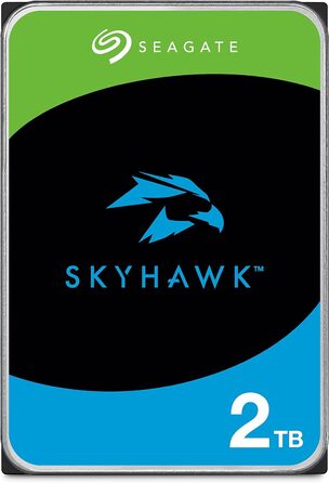 Внутрішній жорсткий диск Seagate SkyHawk 2 ТБ, відеозапис до 64 камер, 3,5 дюйма, 64 МБ кеш-пам'яті, SATA 6 ГБ/с, сріблястий, FFP, вкл. 3 роки служби порятунку, номер моделі ST2000VXZ17