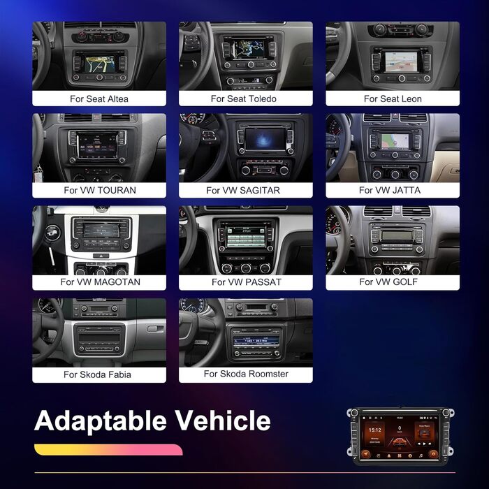 Автомагнітола Hikity для Golf 5 6 Passat Jetta Caddy Polo cc Tiguan EOS Touran T5 Scirocco Бездротове керування Carplay та Android Auto, 7-дюймовий сенсорний екран Android 2 ГБ 64 ГБ, Bluetooth, FM, DSP, RDS/Mirror Link 264 ГБ S1
