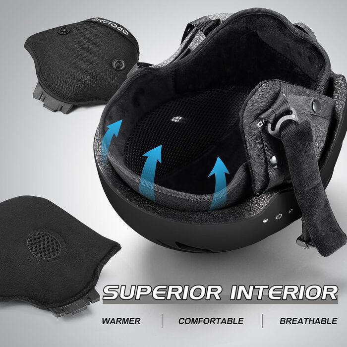 Лижний шолом Odoland для дорослих з козирком, легкий гоночний шолом з козирком для чоловіків та жінок, шолом для сноуборду S (52-55 см) чорний