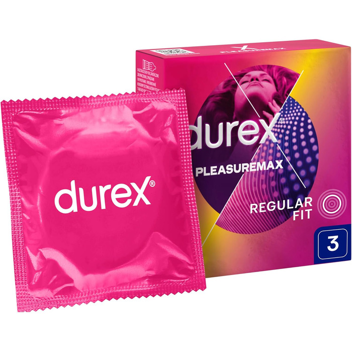 Презервативи Durex Pleasuremax Rippled з кільцями та ґудзиками, 3 шт. и, без запаху, гумові