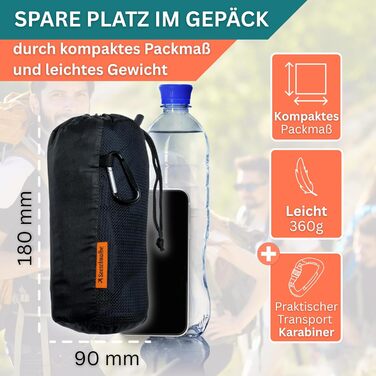 Бавовняний підклад для спального мішка - Ультралегкий та ультратонкий підклад для спального мішка без підкладки - Дорожній спальний мішок невеликого розміру, підкладка з кишенею для подушки - Компактний та маленький, темно-синій
