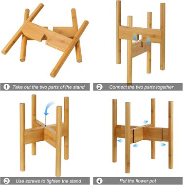 Підставка для рослин, регульована підставка для квіткових горщиків, дерев&39яна підставка для квіткових горщиків, підставка для горщиків для використання в приміщенні та на вулиці, для горщиків діаметром до 21,5-31,5 см, 1 упаковка (горщик не входить до к