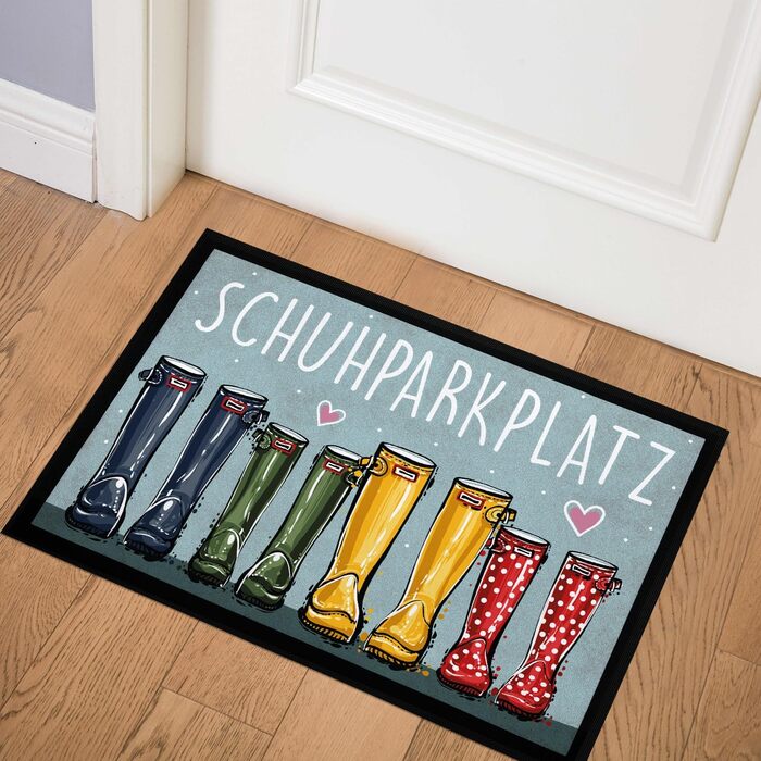 Килимок MoonWorks для паркування взуття, кумедні гумові чоботи, вітальний стіл для всієї родини, нековзний та миється, чорний, 60x40 см, паркування взуття, чорний