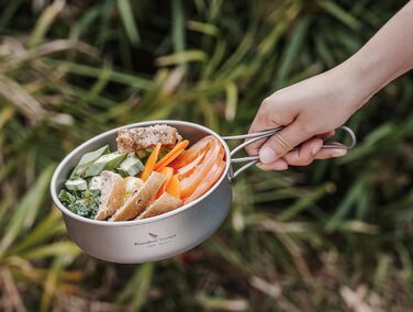 Набір титанових каструль та мисок Boundless Voyage зі складною ручкою, портативний посуд для кемпінгу на свіжому повітрі, тарілки та блюдця, столовий посуд Ti1096T