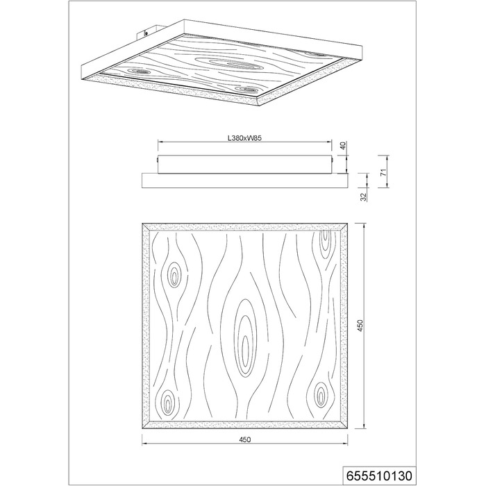 Стельовий LED-світильник Trio Leuchten Kalea 655510130, матовий чорний метал та сосна, 41 Вт, Switch Dimmer, колір дерева