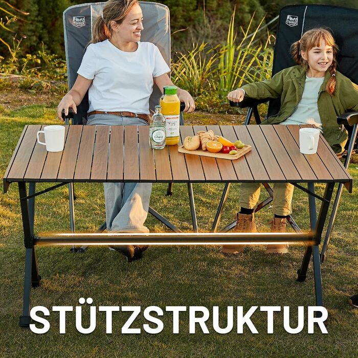 Складаний кемпінговий стіл TIMBER RIDGE 125x80 см з регульованою висотою XXL, кемпінговий багатофункціональний садовий стіл, портативний складний стіл великого розміру, 6 осіб, для пікніків на свіжому повітрі, приготування їжі, саду, походів, подорожей