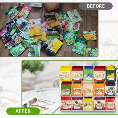 Органайзер для чайних пакетиків Qivine 270, великі коробки для чайних пакетиків, 3-рівнева пластикова шафа-органайзер для чаю для стільниць, кухонних шаф, комор (15 відділень)