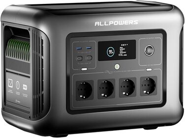Портативна електростанція ALLPOWERS R1500 LITE, резервний акумулятор LFP 1056 Втгод з 4 виходами змінного струму по 1600 Вт, сонячна електростанція, швидка зарядка від 0 до 80 за 40 хвилин, сонячний генератор, аварійне джерело живлення для кемпінгів R1500