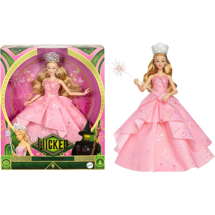 Модна лялька Mattel Wicked Glinda Deluxe та аксесуари, включно з короною та скіпетром, образ, натхненний фільмами, можливі кілька