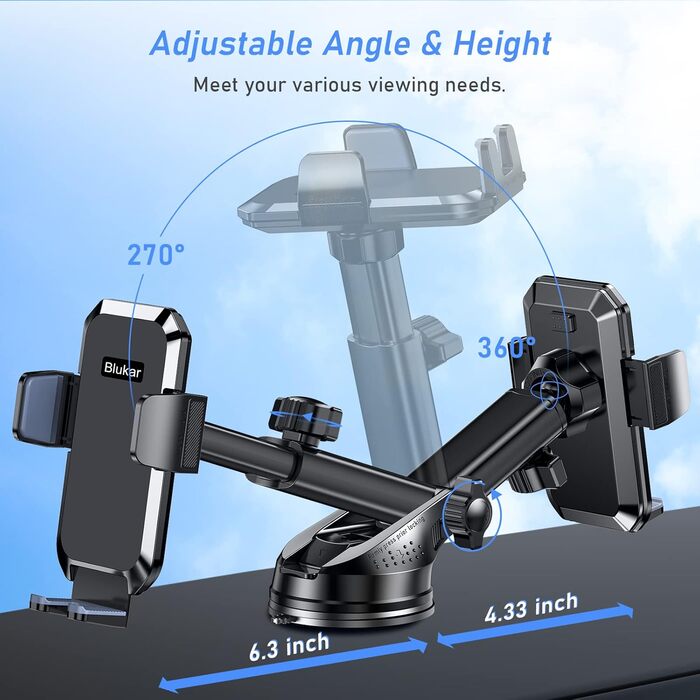 Автомобільний тримач для телефону Blukar міцніша версія Автомобільний тримач для телефону Панель приладів і лобове скло Автомобіль