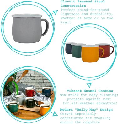 Кольорові емальовані кухлі Argon Tableware - 375 мл - Упаковка з 6 шт. - Жовто-помаранчеві 11,5 x 9 x 8 см (6 шт. )