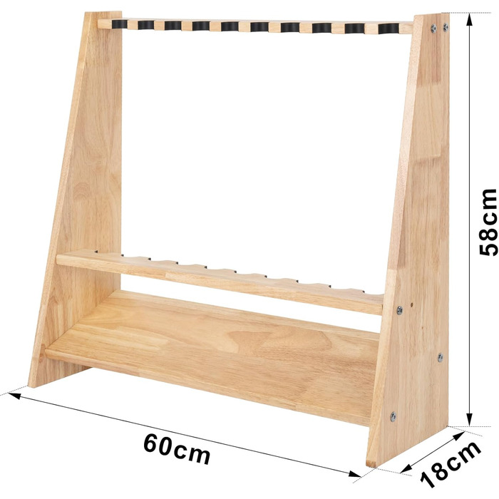 Дерев&39яний тримач для вудок на 10 вудок з кріпильними аксесуарами, 60 x 18 x 58 см, оригінальне дерево, підставка для вудок