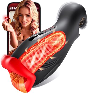 Мастурбатор для чоловіків з двосторонніми намистинами, 9 налаштувань вібрації, секс-іграшка для чоловіків, мастурбатор, вібратор для пеніса з 4 хвилями всмоктування, набір секс-іграшок для чоловіків з ручним тренажером та керуванням за допомогою застосунк