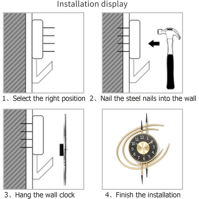 Настінний годинник LANMOU без шуму настінний годинник без цокання Великий сучасний 54 см золотий і чорний металевий настінний годи