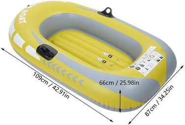 Надувний каяк на 1 особу, ПВХ, жовтий, вантажопідйомність 180 кг, надувний човен для риболовлі, дріфту, дайвінгу з мотузкою