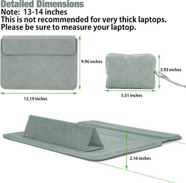 Чохол для ноутбука HaruYo з підставкою, кишенями для живлення та аксесуарів, сумісний з MacBook, iPad, Surface, Lenovo, HP (12-16 дюймів, кавовий сірий)