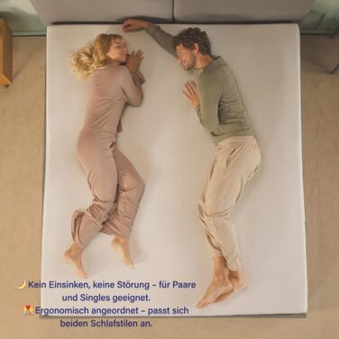 Матрац Emma One 140x200 H2 середньої жорсткості охолоджувальний та дихаючий 3-зонний матрац з піни ергономічний, клімат-регулюючий та пральний чохол підходить для всіх положень сну 140 x 200 см середньої жорсткості H2 нова версія