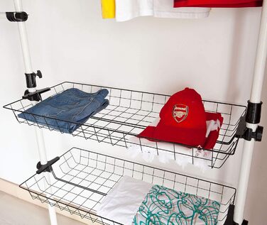 Набір із 2 металевих кошиків SoBuy для телескопічної гардеробної системи кошики для вішалки для одягу та карниза FRG34-P02