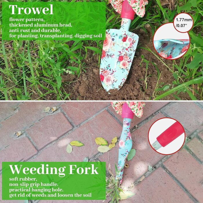 Набір садових інструментів Gartenwerkzeug, 16 предметів подарунковий набір для квітів та саду, з ножицями для обрізки та сумкою для зберігання. Ідеальний подарунок для садівників та садівниць.