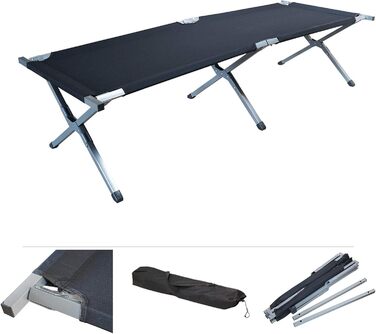 Розкладне ліжечко Grafner XL з сумкою для перенесення, вантажопідйомність до 150 кг, зручна тканина Oxford 600D чорного кольору, розкладне ліжко для гостей
