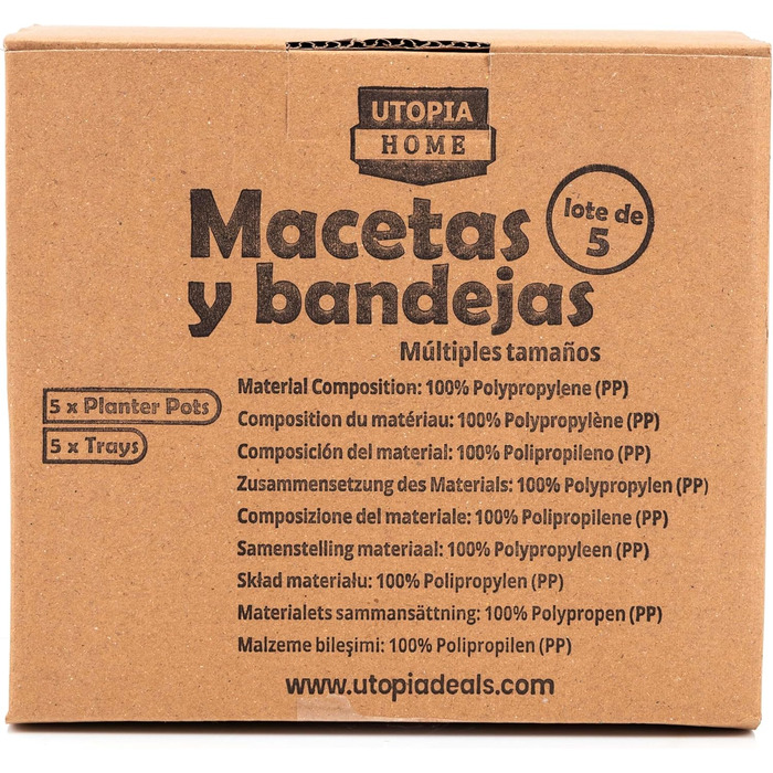 Кашпо для квітів Utopia Home, 5 шт. (біле), (ø18-ø17-ø15-ø13-ø12 см) Декоративне кашпо для кімнатних рослин - Кашпо для рослин з б