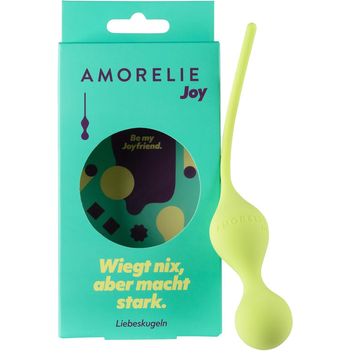 Кульки для тренування м’язів тазового дна AMORELIE Joy, 75 г, силіконові, жовті, водонепроникні