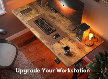 Електричний стіл FEZIBO з регульованою висотою, 152 x 60 см, комп&39ютерний стіл з пам&39яттю налаштувань та технологією запобігання зіткненням, чорний каркас/коричнева стільниця 152 60 см, коричневий