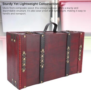 Вінтажна дерев&39яна валіза, декоративна скринька в античному стилі, портативна дорожня скриня/скриня для скарбів з ручкою зі штучної шкіри, ідеально підходить для передпокою, офісу, вітальні чи кабінету