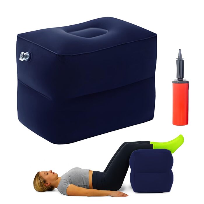 Кубики для міжхребцевих дисків, кубики для позиціонування на степах, великі кубики з пінопласту, подушки для позиціонування на степах, надувні подушки для ніг з насосом, 40 x 30 x 32 см (темно-сині), 2 шари темно-синього кольору
