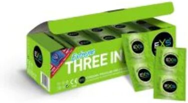 Презервативи EXS тонкі, але міцні, шовковисті латексні презервативи з ребрами та шипами 3 в одному 144 шт., 520 г