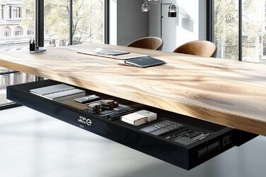 Плоска шухляда під столом 758 мм Міцна пластикова шухляда зі сталевими напрямними до 10 кг Компактний органайзер для офісу та домашнього офісу (чорний), 302