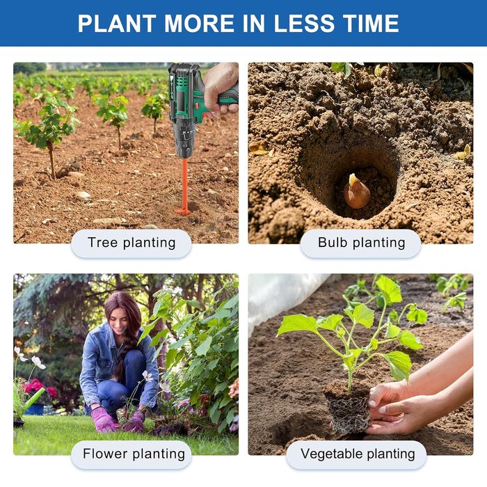 Буровий свердло BeneLabel для саду та землі, 61 x 10 см, для ям під стовпи, спіральне свердло для акумуляторного шуруповерта та дриля, для посадки цибулин та квітів, ручний бурильник із шестигранником 10 мм, інструмент для копання ям під паркан