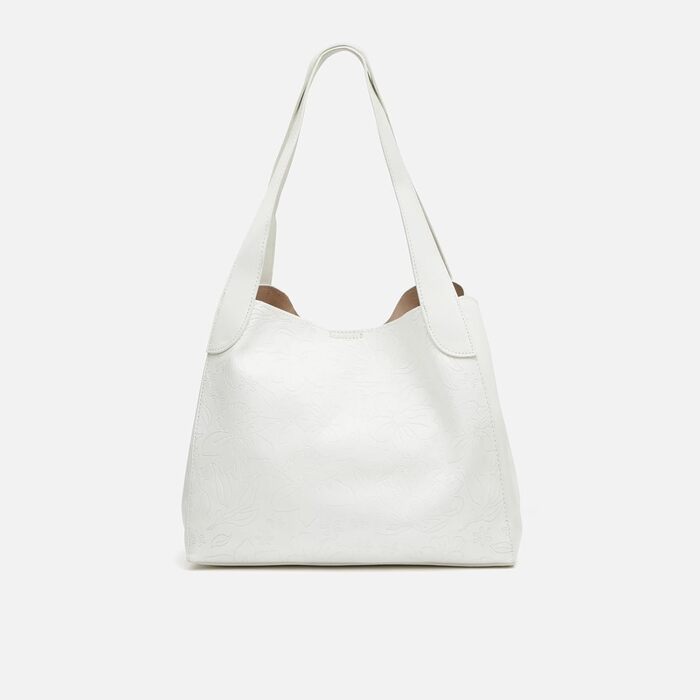 Велика сумка через плече з квітковим візерунком - Велика жіноча сумка через плече - Повсякденна, офіційна, неформальна Monoflor Wh