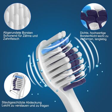 Змінних щіток Whitening Clean, сумісні з електричною зубною щіткою Philips Sonicare, 8 білих і 8 чорних насадок для щітки., 16