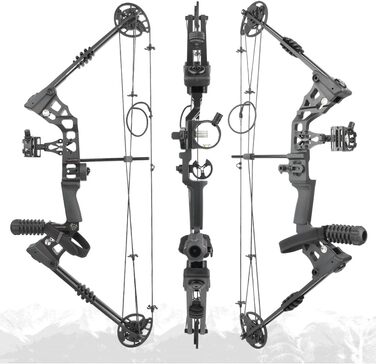 Набір складених луків JUNXING X8 – регульований 20–70 lb для полювання, дорослих, молоді, початківців, стрільби з лука на свіжому повітрі, лівий/правий, чорний