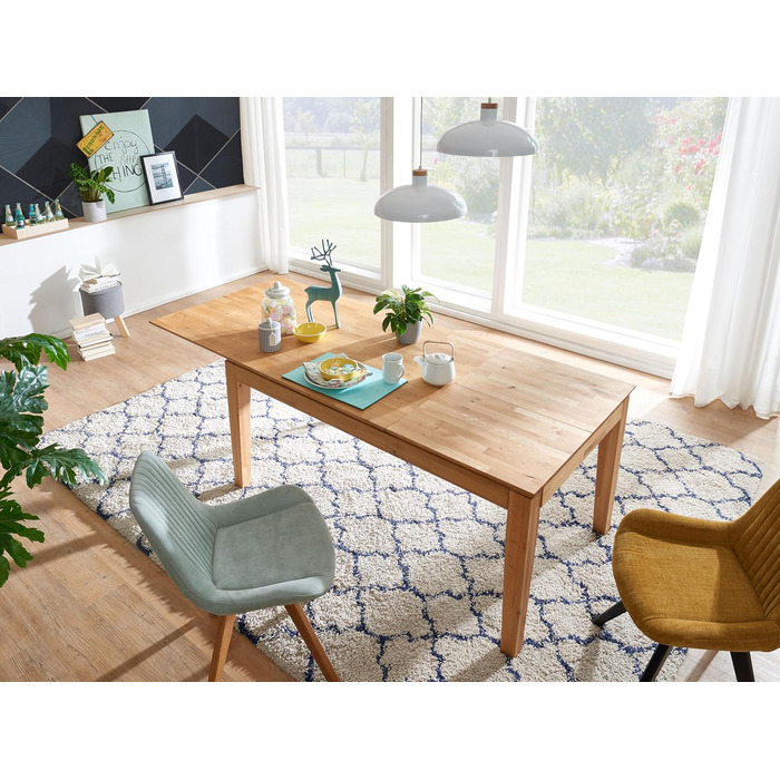 Обідній стіл Woodroom Paarl 140x90, розкладний до 200 см, масив дуба, оброблений олією Розкладний стіл з подовжувачем метелик Дерев&39яний обідній стіл на 6-8 осіб Міцний та сучасний дуб 140-200x90 см