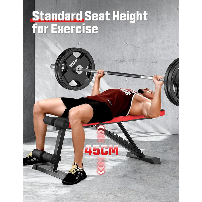 Регульована складна лава для силових тренувань, похила лава з 9-позиційною регульованою спинкою для тренування всього тіла, вантажопідйомність 300 кг, чорний колір