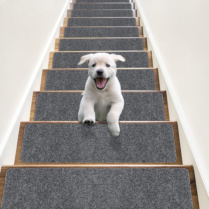 Килимки для сходів RIOLAND 20,3 x 76,2 см (35,6 см) з нековзним покриттям запобігають ковзанню для людей похилого віку, дітей та домашніх тварин, сіро-білі