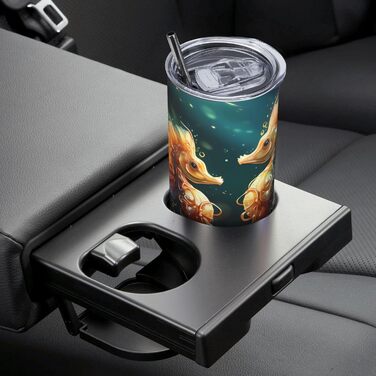 Кухоль з прямою трубочкою, мила пара морських коників, друкований дизайн, дорожній кухоль, підходить для кемпінгу, офісу та дому, 590 мл