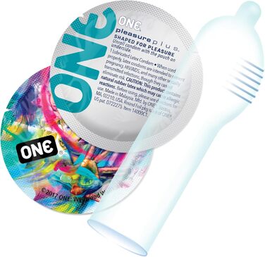 Презервативи ONE Pleasure Plus Унікальний стимулюючий мішечок для посилення відчуттів Веганські, без ГМО, з натурального каучукового латексу 12 шт.
