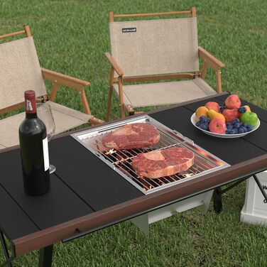 Кемпінговий гриль з вугіллям для столу IGT, складний кемпінговий гриль, портативний невеликий складний гриль з нержавіючої сталі з сумкою, портативний гриль для пікніка для вечірок на свіжому повітрі
