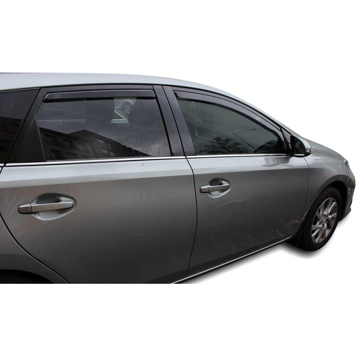 АВТОМОБІЛЕБУДУВАННЯ Вітровий дефлектор підходить для Auris Hatchback 2013-2018, Heko Rain Deflector, чорний, тонований, комплект з 4 шт. , передній, задній, аеродинамічний, проста установка