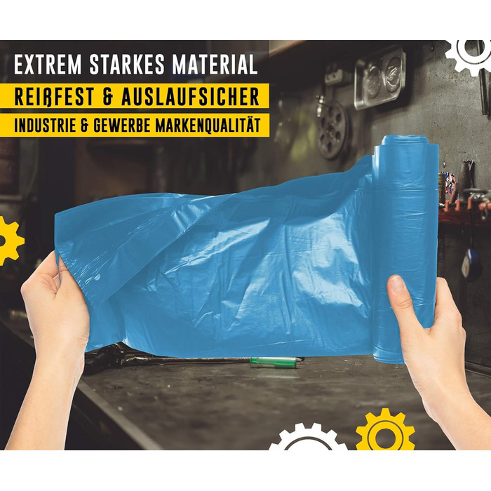 Літрові сині сміттєві мішки, 10 мішків - Надзвичайно міцні - Мішки для сміття - XXL сміттєві мішки - Тип 100 Extra - 120-літрові сміттєві мішки - 70 мкм - 700x1100 мм - LDPE - Великий сміттєвий мішок - 120 літрів - Надміцні 120-літрові сині сміттєві мішки