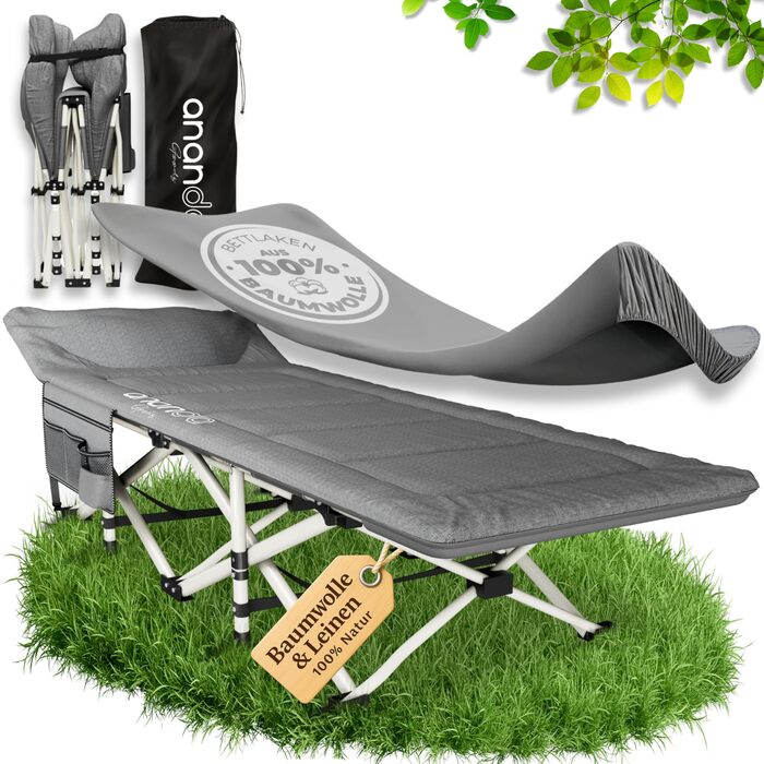 Розкладне похідне ліжко з матрацом розкладне туристичне ліжко та гостьове ліжко, дорожнє ліжко для дорослих, розкладне ліжко/кемпінговий шезлонг 190x70 см до 200 кг, зі зручним матрацом та простирадлом