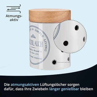 Контейнери для зберігання цибулі та часнику, керамічні, білі з дерев&39яною кришкою та бамбуком, круглі, у вінтажному сільському стилі, набір горщиків для цибулі та часнику, глянцеві, з етикеткою Цибуля та часник