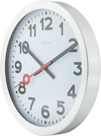 Настінний годинник NeXtime Designer 3998 Station, класичний вокзальний стиль у міні-форматі (19 см), алюмінієвий корпус, білий циферблат, Ø 19 см